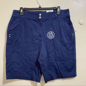 Karen Scott Navy Blue Double Button Shorts